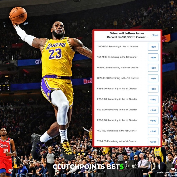  僅差1分！詹姆斯今日何時破五萬分賠率：開場30秒內(nèi)最被看好