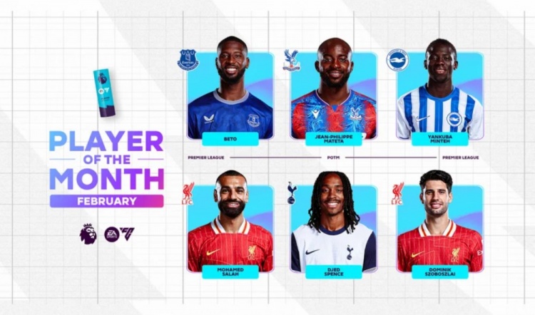  英超2月最佳候選：貝托、馬特塔、明特、薩拉赫、斯賓塞、索博