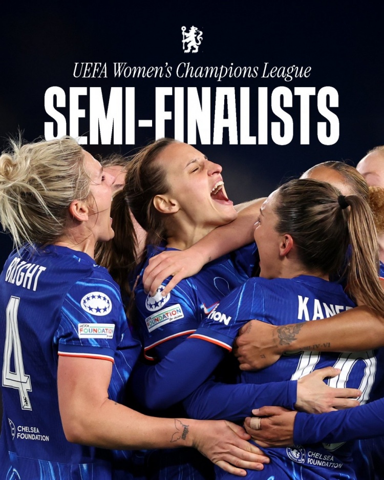  女足歐冠：切爾西3-0曼城&總比分3-2逆轉晉級四強，將對陣巴薩