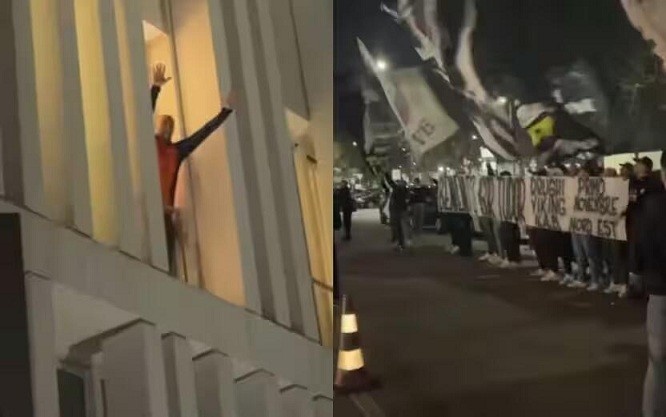  都體：尤文球迷來到酒店外支持新主帥，圖多爾向球迷們揮手致意
